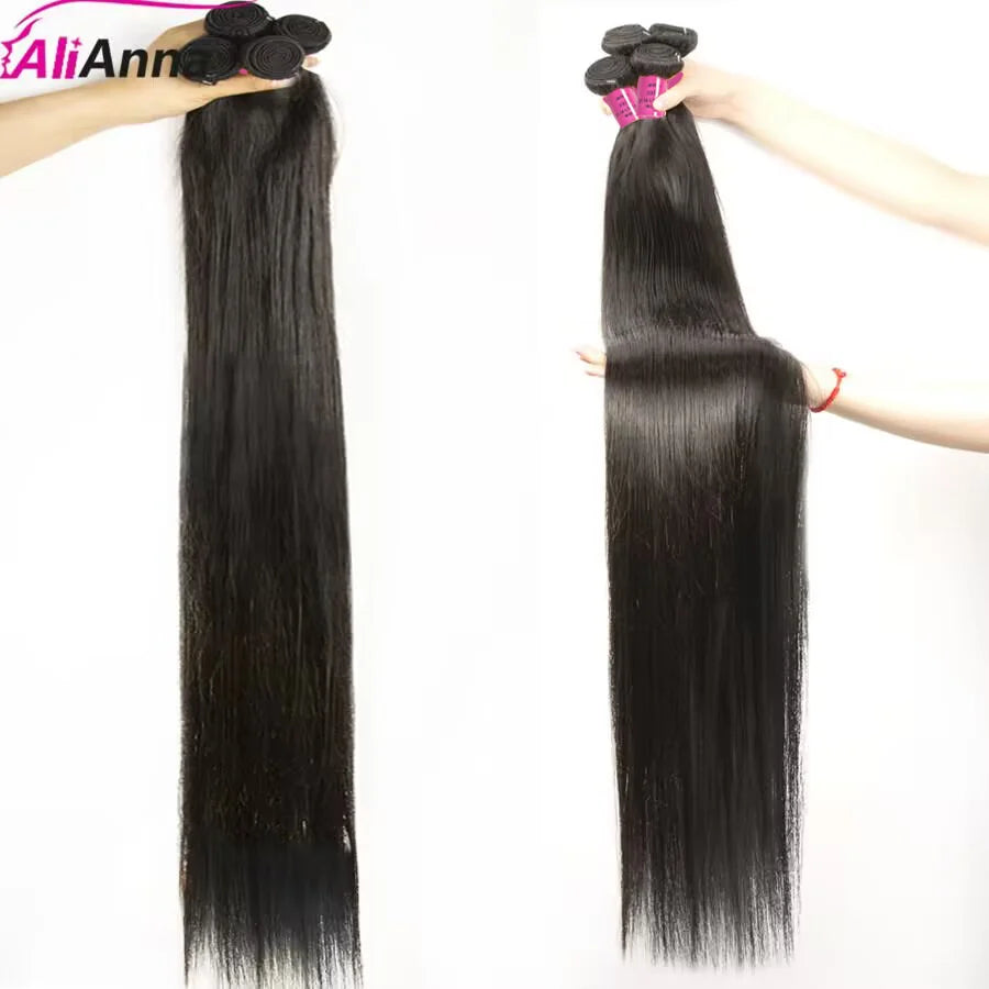 Luxurious 10A Brazilian Human Hair Weave Bundles - Straight Buss Down Extensions in 30-40 Inch Lengths